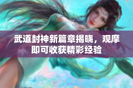 武道封神新篇章揭晓，观摩即可收获精彩经验