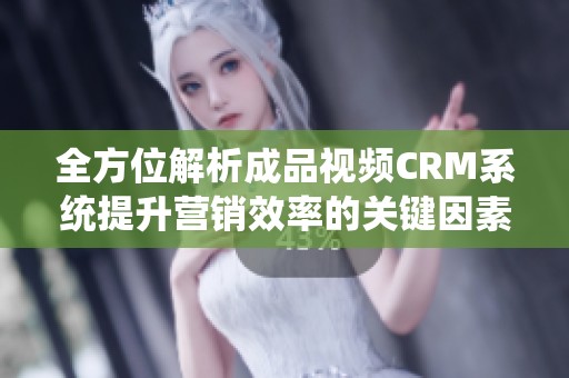 全方位解析成品视频CRM系统提升营销效率的关键因素