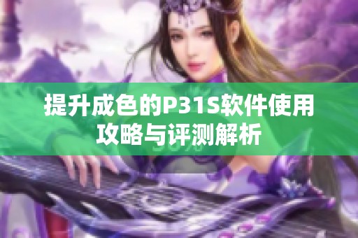 提升成色的P31S软件使用攻略与评测解析