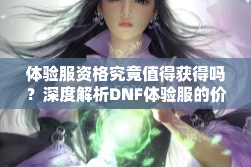 体验服资格究竟值得获得吗？深度解析DNF体验服的价值与意义