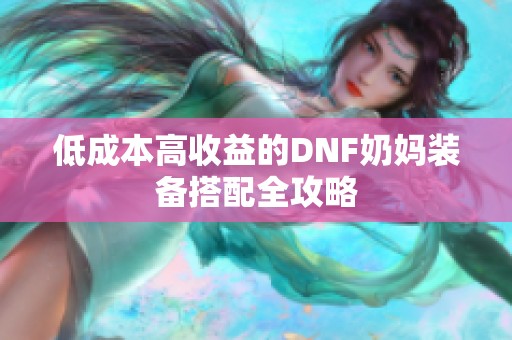 低成本高收益的DNF奶妈装备搭配全攻略