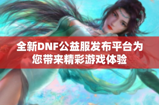 全新DNF公益服发布平台为您带来精彩游戏体验