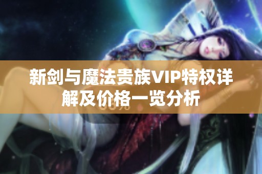 新剑与魔法贵族VIP特权详解及价格一览分析