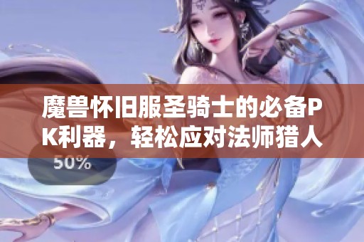 魔兽怀旧服圣骑士的必备PK利器，轻松应对法师猎人挑战